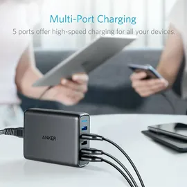 Anker PowerPort Speed 63W Quick Charge 3.0 5-Port USB Ladegerät USB schwarz