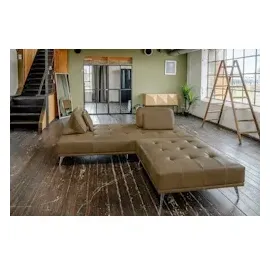 KAWOLA Schlafsofa mit Hocker Wiolo Leder moosgrün