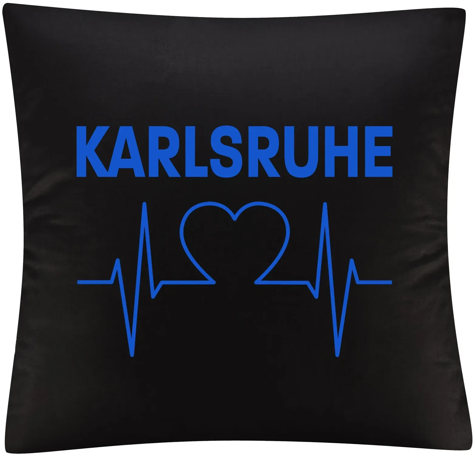 multifanshop Kissenbezug - Karlsruhe - Herzschlag - Druck blau - Kissen