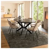 Home Deluxe Essgruppe Rund Ausziehbar AVENTURA inkl. Sternfuß - 120 x 120 cm Dark Oak, (7-tlg), Variantenauswahl, inkl. rundem Esstisch, Esszimmerstühle braun