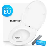BRILLSTERN WC-Sitz BRILLSTERN - Toilettendeckel Absenkautomatik abnehmbar 43,7 X 36,2 cm (inkl. Befestigungsmaterial), Absenkautomatik, zur Reinigung abnehmbar, Duroplast weiß