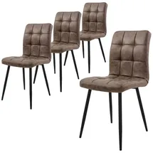 ML-Design Esszimmerstühle 4er Set Küchenstuhl mit Kunstleder Bezug, Braun,