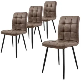 ML-Design Esszimmerstühle 4er Set Küchenstuhl mit Kunstleder Bezug, Braun,