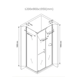 BuyLando.Shop Clara 120x90x195 cm Eckdusche Duschkabine Satiniert Seiteneinstieg - BuyLando