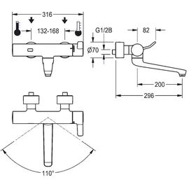 KWC F4 Thermostat-Wannenbatterie Chrom