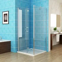 Duschkabine Eckeinstieg Falttür mit Seitenwand Dusche 180o Duschabtrennung 6mm NANO Glas, Tür 120 x 90 Seitenwand x 185 cm