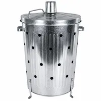 Verbrennungstonne 75 Liter Feuertonne verzinkt Feuerstelle Garten Silber