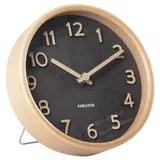 Karlsson [DL] Table Clock Pure Wood Grain Black D. 22cm, H.4,5cm, Excl. 1 AA Battery -