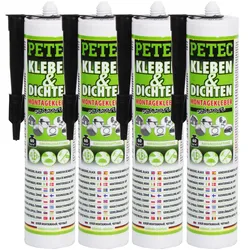 4x Petec Kleben&dichten Montagekleber Schwarz 290 Ml Montage Kleber Dichtstoff: Art.-nr. 94729