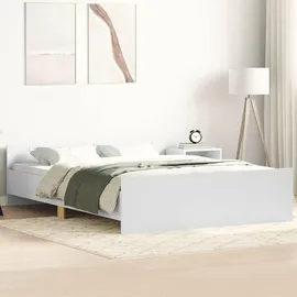 vidaXL Bettgestell mit Kopf- und Fußteil Weiß 140x200 cm