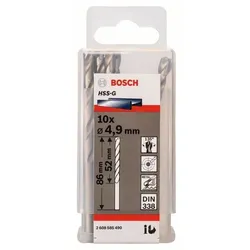 Metallbohrer HSS-G, DIN 338, 4,9 x 52 x 86 mm, 10er-Pack