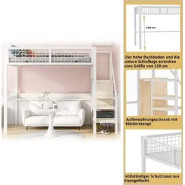 lanki international gmbh Hochbett Odikalo 90 x 200 cm weiß
