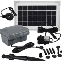 Agora-Tec Agora-Tec® Solar Springbrunnen Teich - Pumpen - Set mit Akku und LED Licht 3.5W-BL-V2.0