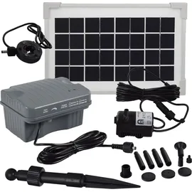Agora-Tec Agora-Tec® Solar Springbrunnen Teich - Pumpen - Set mit Akku und LED Licht 3.5W-BL-V2.0