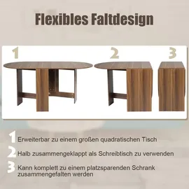 Costway Esstisch Klappbar 163 x 80 x 75 cm Braun