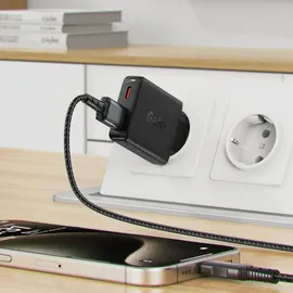 COFI 1453 Acefast A69 PD 30W GaN USB-A USB-C Wandladegerät – Schwarz