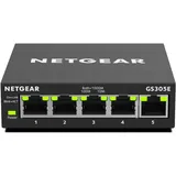 Netgear GS305E Managed Switch 5 Port Gigabit Ethernet LAN Switch Plus (Plug-and-Play, Netzwerk Switch Managed, IGMP Snooping, QoS, VLAN, lüfterlos, Robustes Metallgehäuse), Schwarz