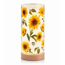 Formano LED Deko Licht Sonnenblumen Stimmungslicht Glaszylinder 20 cm Holzsockel - Bunt