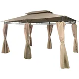 4iQ Gartenpavillon 3x4 m Beige mit Seitenwänden Metall Pavillon 12m2