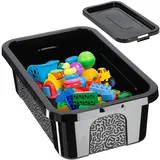 Kadax Rechteckige Aufbewahrungsbox mit Deckel, stapelbare Lagerbox, Kunststoff, platzsparende Lagerb