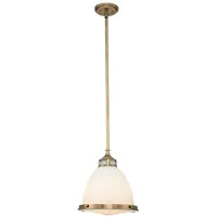 Licht-Erlebnisse Hängelampe VERONETT Messing Antik Weiß Metall Glas 1x