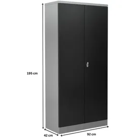 Proregal BEE Aktenschrank 195x92x42 cm Grau-Schwarz