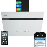 KKT KOLBE A+++ Dunstabzugshaube 60 cm 782 cbm/h Umluft Abluft Kopffrei Wandhaube | Schwarz Weiß Glas | Nachlaufautomatik | Smart WiFi App WLAN | S... - Schwarz