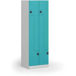 Z-Spind, 4 Abteile, 1850 x 600 x 500 mm, RFID-Schloss, grüne Tür