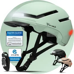 Fahrradhelm Damen & Herren mit Licht "NOVA" - Mint - L - Bestseller,Neu,oft gekauft