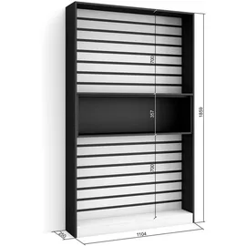 SKRAUT HOME Bücherregal 110 x 25 x 186 cm Schwarz/Weiß
