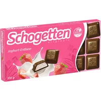 Schogetten Joghurt-Erdbeer 100g Schokoladentafel, praktisch einzeln portioniert. Ein Genuss. Stück für Stück