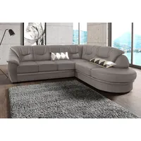 Ecksofa SIT & MORE "Savoni L-Form", grau (delphine), B:267cm H:90cm T:206cm, NaturLEDER (echtes Rindsleder) in Sitz und Rücken. Korpus in passendem Kunstleder SOFTLUX bezogen;Luxus-Microfaser (100% Polyester);Struktur ( 100% Polyester);Luxus-Microfaser ALTARA NUBUCK (100% Polyester), Sofas, Ecksofa, wahlweise mit Bettfunktion
