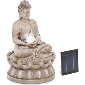 Hillvert Solar Gartenbrunnen - sitzende Buddhafigur - LED-Beleuchtung