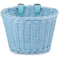 Ailovone Fahrradkorb für Kinder Fahrradkorb Geflochten Kinder Vorne Kinderfahrradkorb Vorne Geflochten aus Kunststoff mit Lederriemen Abnehmbar Korb Fahrrad Zubehör für Junge und Mädchen (Himmelblau)