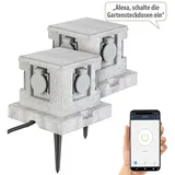 Royal Gardineer 4-fach-WLAN-Garten-Steckd., App, Sprachbef., 16 A, 3.680 W, IP44 4er-