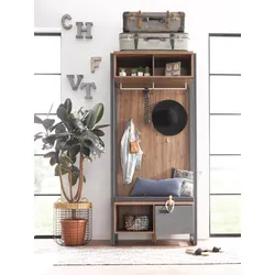 Garderobenschrank HOME AFFAIRE "Detroit", braun (braun, schieferfarben), Schränke, 90 cm breit