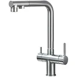 bietal® BT-300 3-Wege Wasserhahn Küchenarmatur Edelstahl L-Auslauf ausziehbar