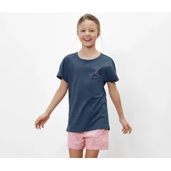 Tchibo - Kinder-Shorty-Pyjama - Mädchen - Gr. 110/116 - graublau