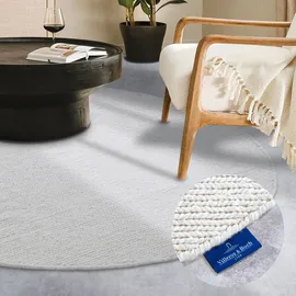 Villeroy & Boch Francois weiß, Ø:160cm, Wolle, Teppiche, in rund, oval, Läufer, handgewebt, Wolle, Wohnzimmer, Schlafzimmer