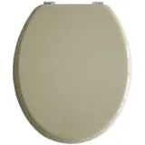 WC Sitz Klobrille mit Holzkern, Farbe Beige, verstellbare Metallscharniere