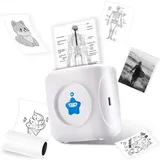 vretti TP2-Y Mini-Thermodrucker im Taschenformat, kompatibel mit Android & iOS mit 1 Etikettenrollen, Bluetooth-Drucker für iPhone, Arbeitsliste, Notizen, Fotos, Basteln