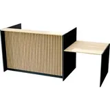 Kerkmann Empfangstheke Marino up & down Für 1 Person mit Besprechungtisch 85,0 x 98,0 cm (BxT), eiche 253,0 x 98,0 x 112,0 cm