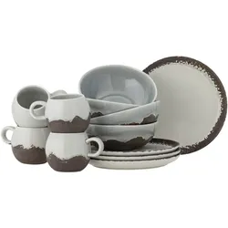 Bloomingville Paula Frühstück Geschirr Set aus Steingut, 12-teilig, braun
