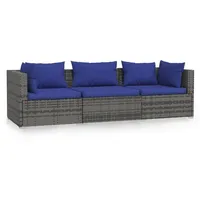 vidaXL Polyrattan Lounge-Sofa blau/grau inkl. Kissen 317566