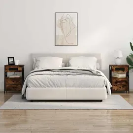 vidaXL Nachttisch mit Ladestation 2 pcs Geräucherte Eiche