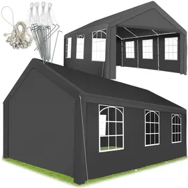 Tectake tectake® Pavillon, 6 x 4 m, Klicksystem, inklusive Spannseilen und Heringen