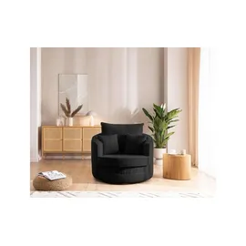 S-Style Drehsessel Ted Cord 107 x 94 x 0 cm Schwarz drehbar mit Kissen