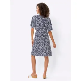 Heine Druckkleid Etuikleid Marine/Ecru 34