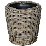 Van der Leeden DRYPOT® Rattan Pflanzkübel Grau Ø 50 cm - Sylter Körbe