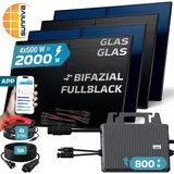 sunniva Balkonkraftwerk Full Black Bifazial 2000/800 W inkl. 4 x 500 W N-Typ Glas-Glas Bifacial Module